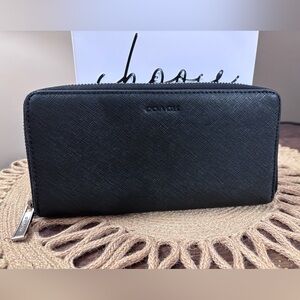 Coach Elegant Black Zip Wallet with lots of card holders